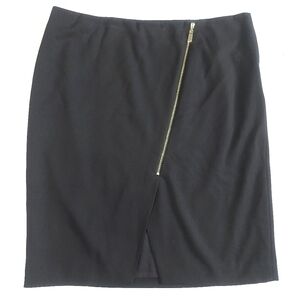 Vince Camuto Black Midi Skirt Gold Zipper, 8